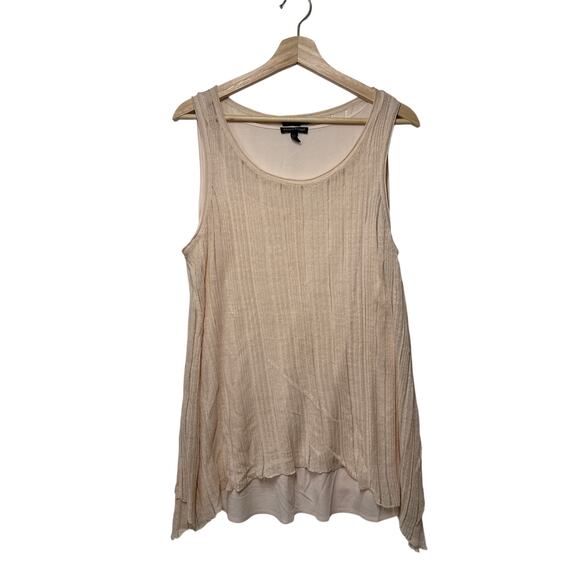 Eileen Fisher Variegated Silk Linen Asymmetrical Tunic Tank Top Lagenlook Size L - Picture 2 of 11